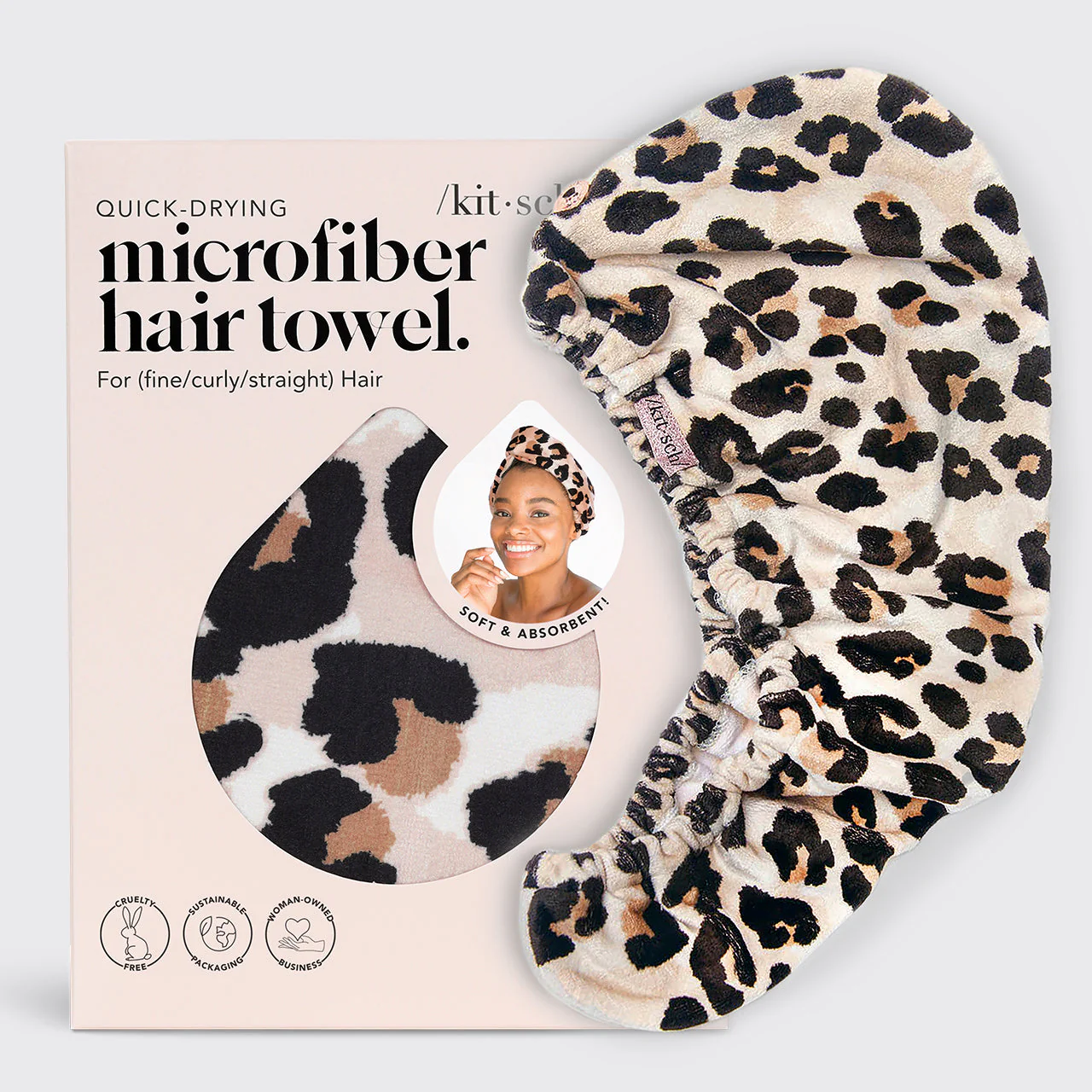 Microfiber Hair Towel in Leopard - Image 6