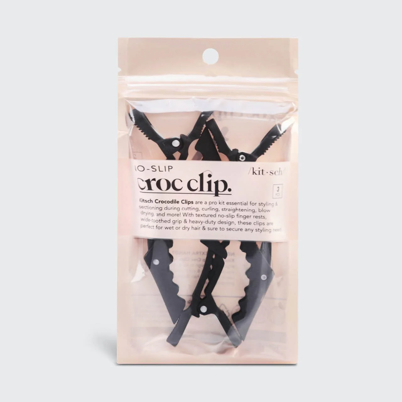 No Slip Crocodile Clip 3pc - Black - Image 2