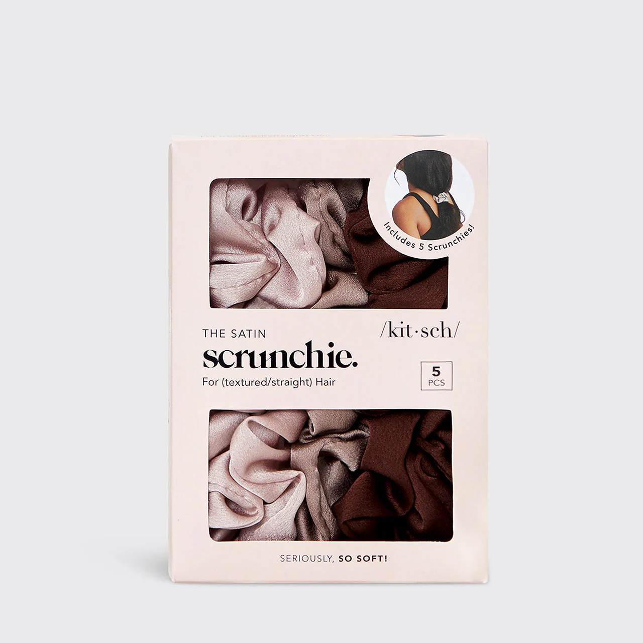 Satin Sleep Scrunchies 5pk - Cameo - Image 3