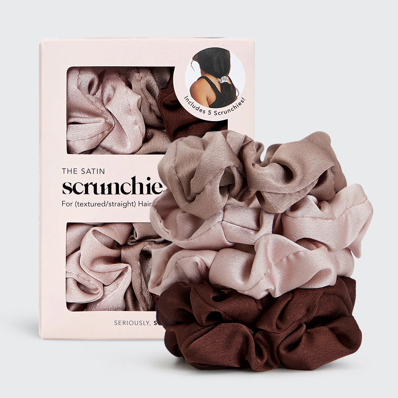 Satin Sleep Scrunchies 5pk - Cameo - Image 5