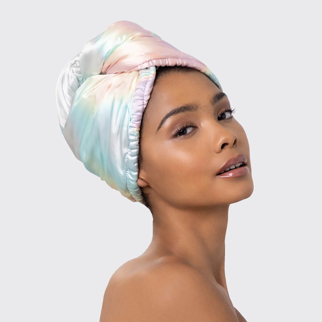 Satin-Wrapped Hair Towel - Aura - Image 4