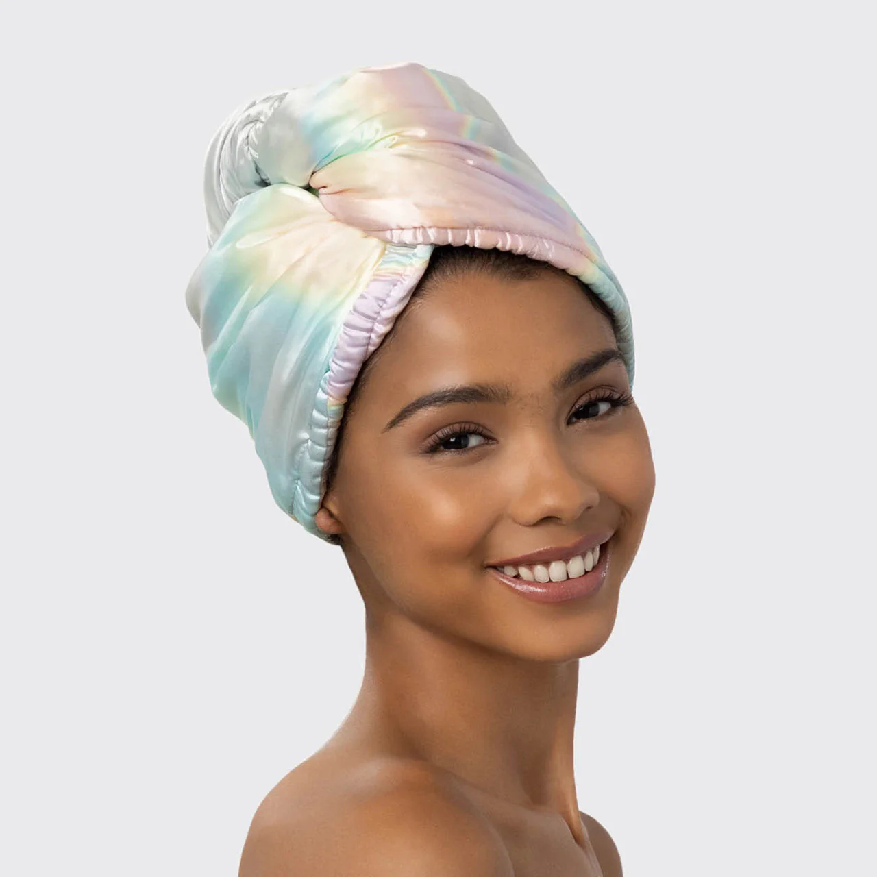 Satin-Wrapped Hair Towel - Aura - Image 6