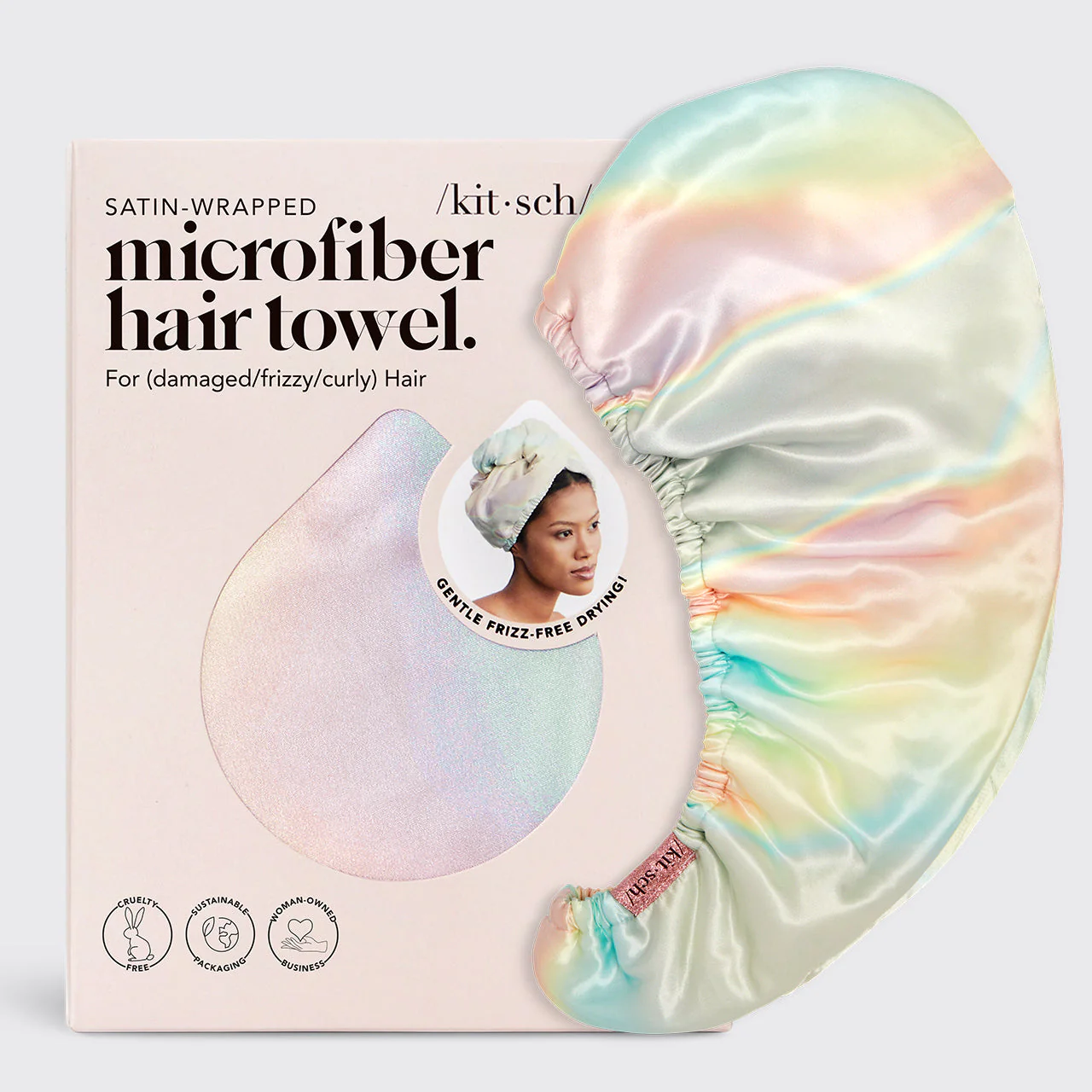 Satin-Wrapped Hair Towel - Aura - Image 7